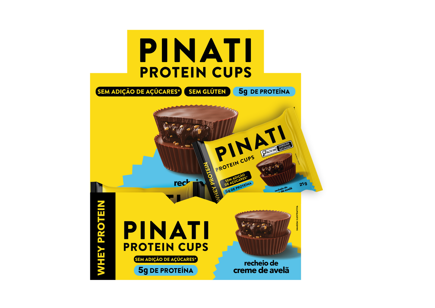 PINATI PROTEIN CUPS CREME DE AVELÃ 21g 18 un.
