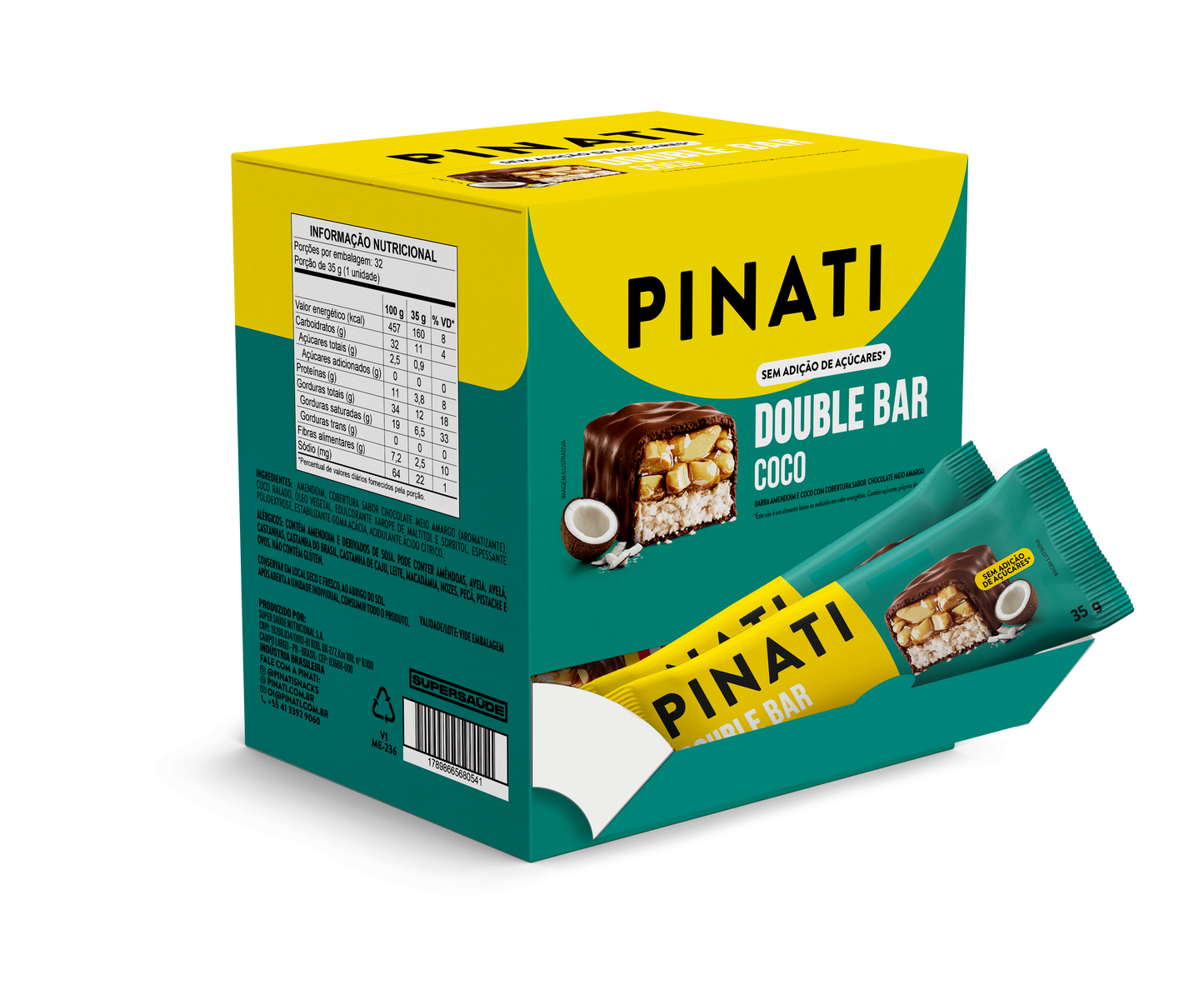 PINATI DOUBLE BAR COCO 35g 32 un.