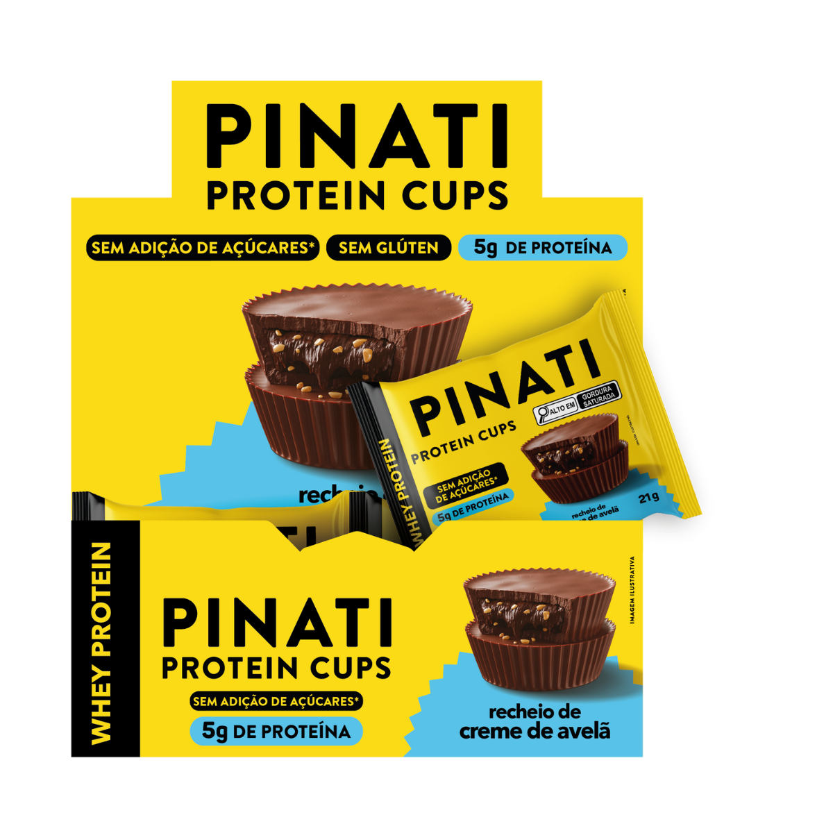 PINATI PROTEIN CUPS CREME DE AVELÃ 21g 18 un.