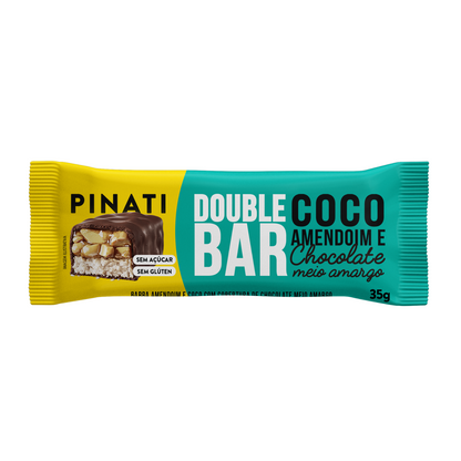 PINATI DOUBLE BAR COCO AMENDOIM E CHOCOLATE 35g