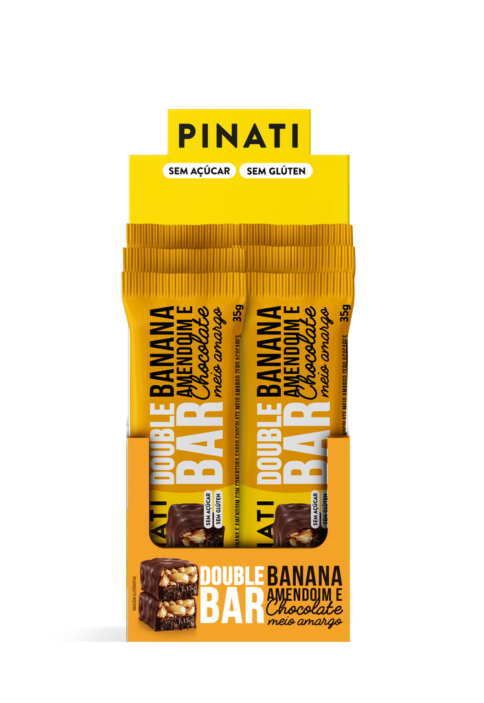 6x35g PINATI DOUBLE BAR BANANA AMENDOIM E CHOCOLATE MEIO AM – PINATI SNACKS