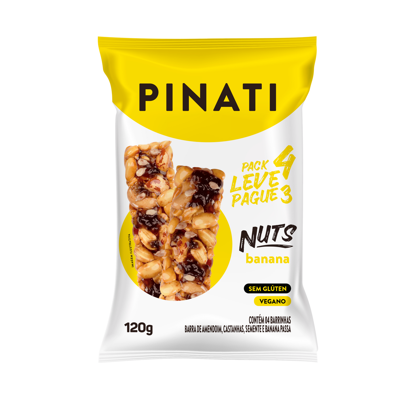 KIT LEVE 4 PAGUE 3 PINATI NUTS BANANA 30g