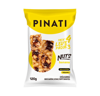 KIT LEVE 4 PAGUE 3 PINATI NUTS BANANA 30g