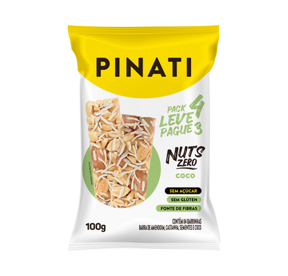 KIT LEVE 4 PAGUE 3 PINATI NUTS CHIPS DE COCO ZERO 25g