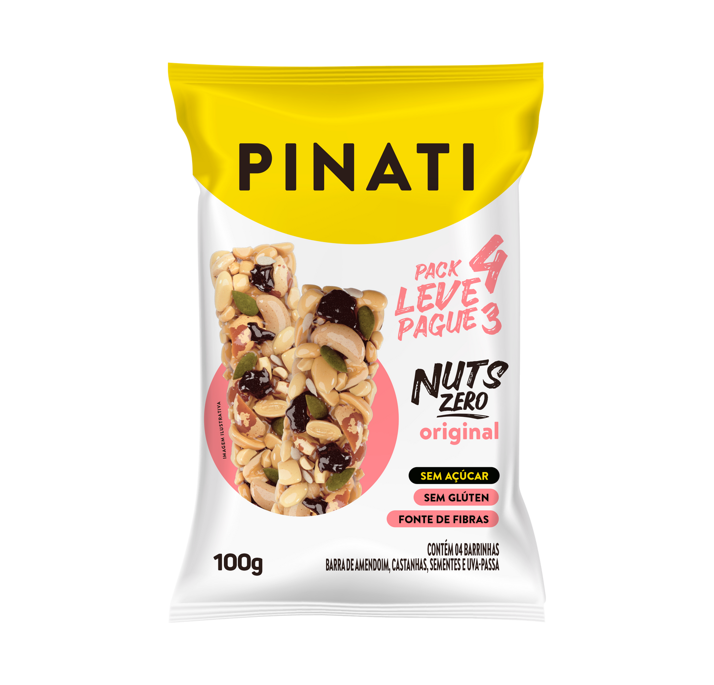 KIT LEVE 4 PAGUE 3 PINATI NUTS ORIGINAL ZERO 25g